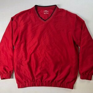 Mens PGA Tour red long sleeve polyester v neck Golf pullover Men’s Size L